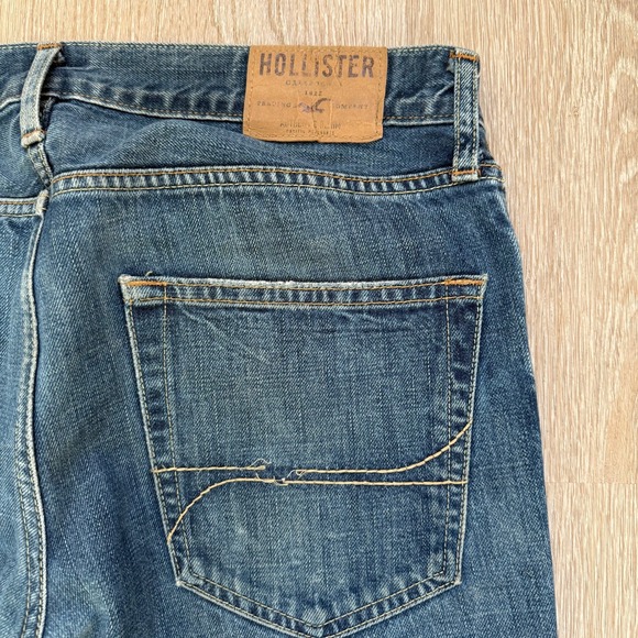 Hollister Huntington Low Rise Slim Straight Jeans Men 32x32 Blue Dark Wash Denim - Picture 5 of 12